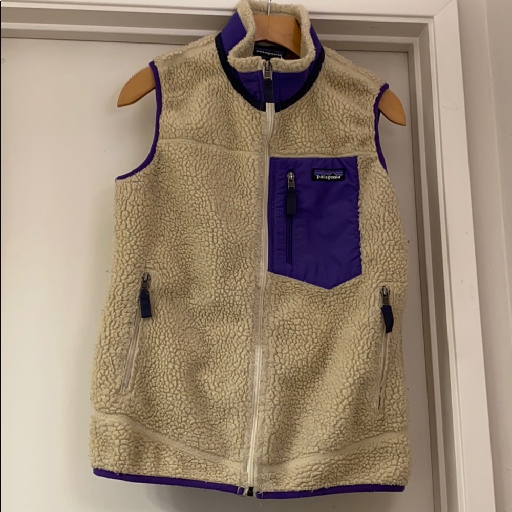 Patagonia tan and purple vest size small